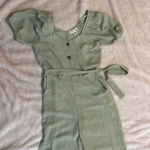 Green polka dot jumpsuit